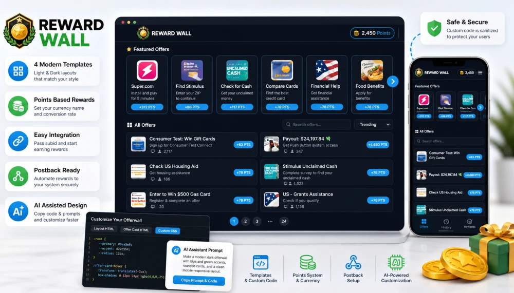 Build a Custom CPAlead Offerwall With Templates, Points, and Postbacks