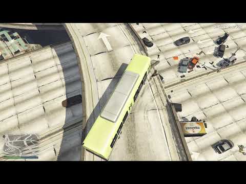 GTA 5 Chaos: Exploding Vehicles on Overpasses screenshot