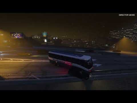 Overpass NPC crash test — explosive vehicle bug in GTA V screenshot